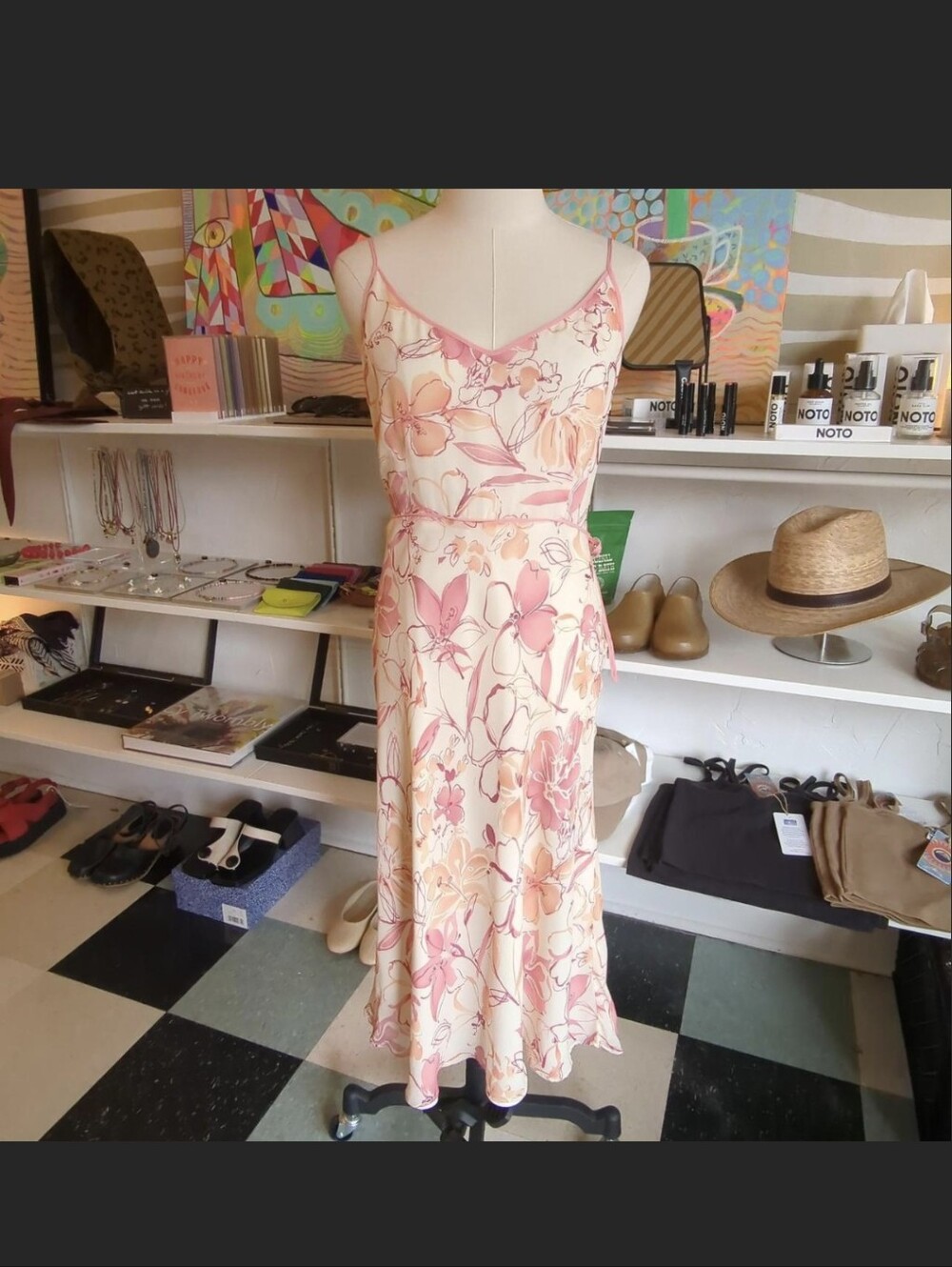 Ann Taylor Pink floral silk midi dress Size 8P